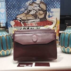 Cartier Borduex Leather Clutch Cosmetic Pouch Rare Vtg. & Authentication Cards